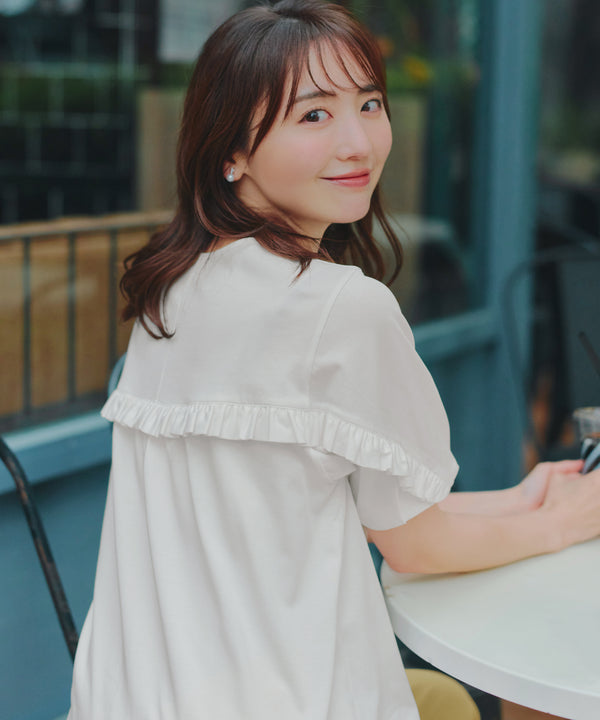 【おのののかさん着用】“サマケア”バックヨークフリルチュニック