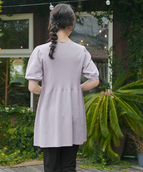 リブ切替スカラップニットチュニック