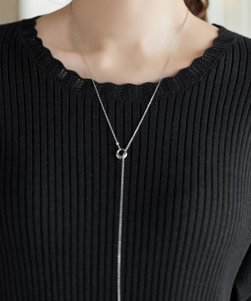 リブ切替スカラップニットチュニック