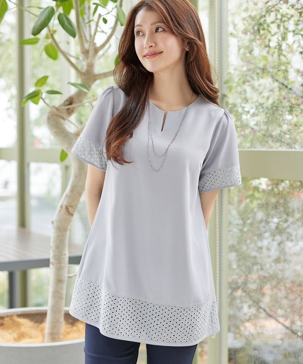 裾レース切替チュニック