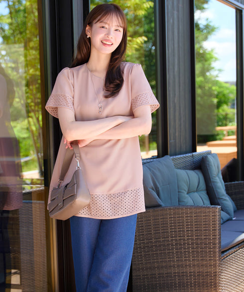 【新色追加】 裾レース切替チュニック