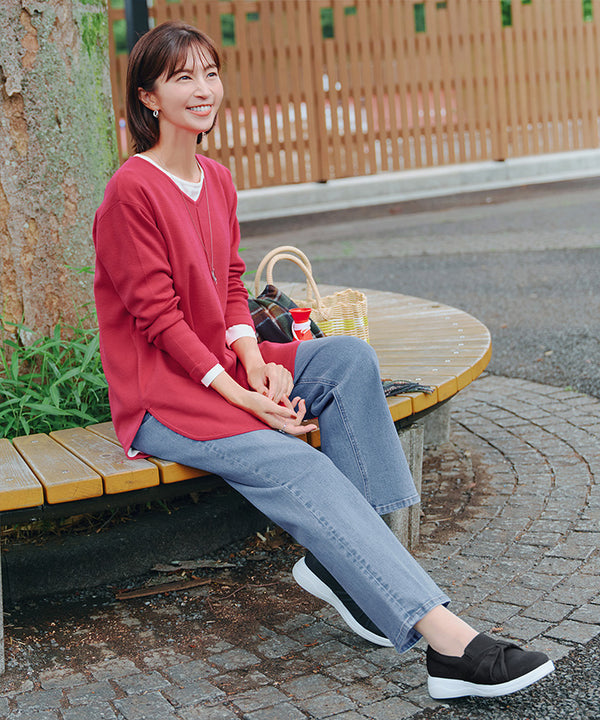 【安田美沙子さん着用】ストレッチワイドデニム