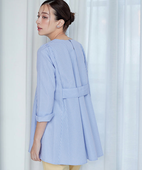 【小倉優子さん着用・選べる袖TYPE】バックフレアチュニックブラウス