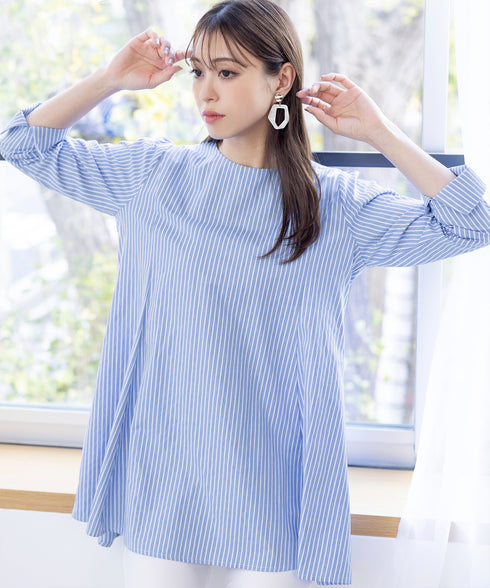 【小倉優子さん着用・選べる袖TYPE】バックフレアチュニックブラウス