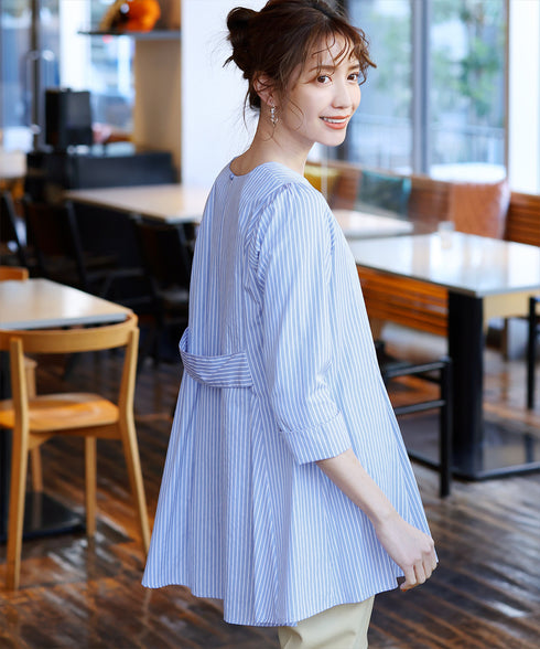 【小倉優子さん着用・選べる袖TYPE】バックフレアチュニックブラウス