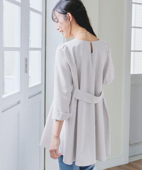 【小倉優子さん着用・選べる袖TYPE】バックフレアチュニックブラウス