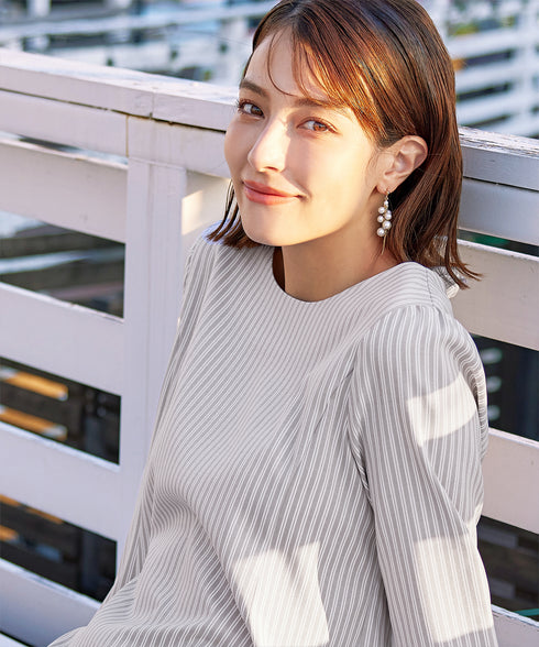 【小倉優子さん着用・選べる袖TYPE】バックフレアチュニックブラウス