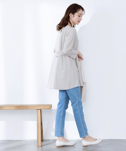 【小倉優子さん着用・選べる袖TYPE】バックフレアチュニックブラウス