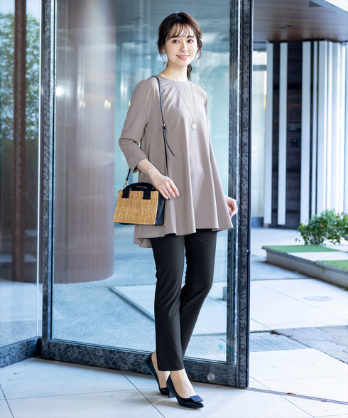 【小倉優子さん着用・選べる袖TYPE】バックフレアチュニックブラウス