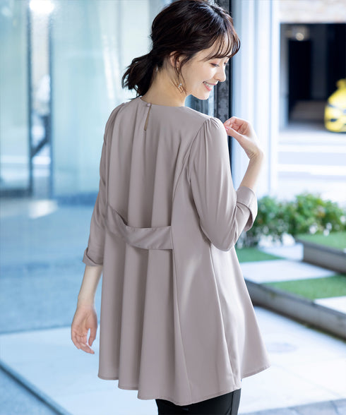 【小倉優子さん着用・選べる袖TYPE】バックフレアチュニックブラウス
