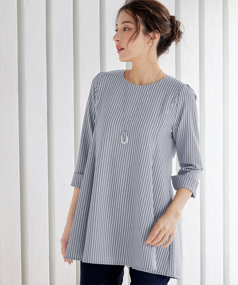 【小倉優子さん着用・選べる袖TYPE】バックフレアチュニックブラウス