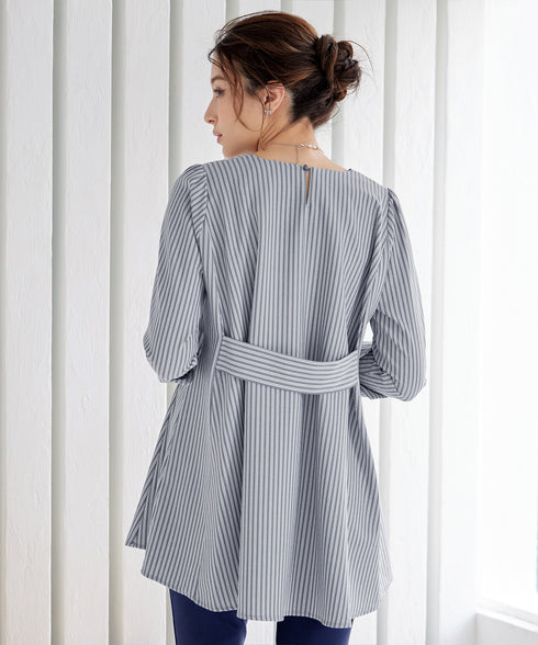 【小倉優子さん着用・選べる袖TYPE】バックフレアチュニックブラウス