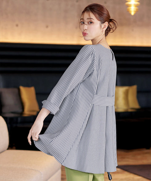 【小倉優子さん着用・選べる袖TYPE】バックフレアチュニックブラウス