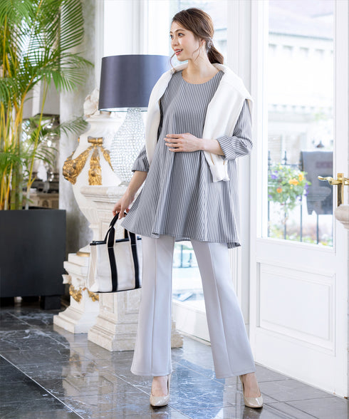 【小倉優子さん着用・選べる袖TYPE】バックフレアチュニックブラウス