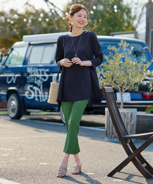 【小倉優子さん着用・選べる袖TYPE】バックフレアチュニックブラウス