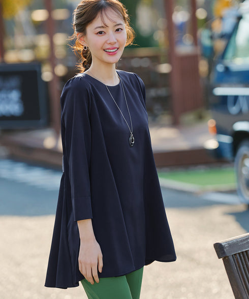 【小倉優子さん着用・選べる袖TYPE】バックフレアチュニックブラウス