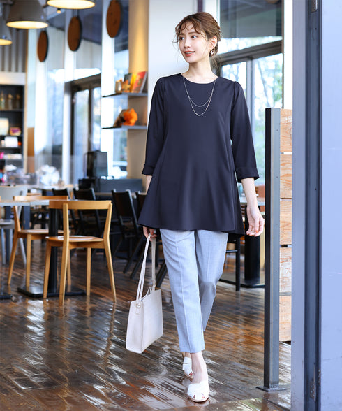 【小倉優子さん着用・選べる袖TYPE】バックフレアチュニックブラウス