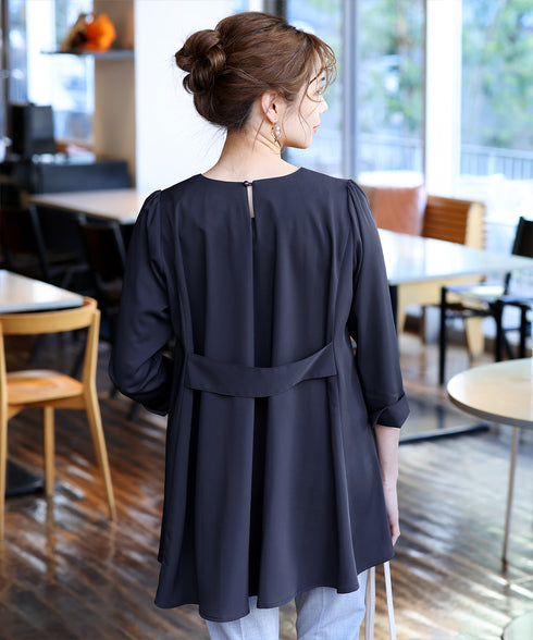 【小倉優子さん着用・選べる袖TYPE】バックフレアチュニックブラウス