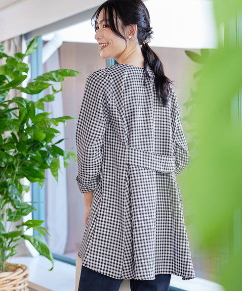 【小倉優子さん着用・選べる袖TYPE】バックフレアチュニックブラウス