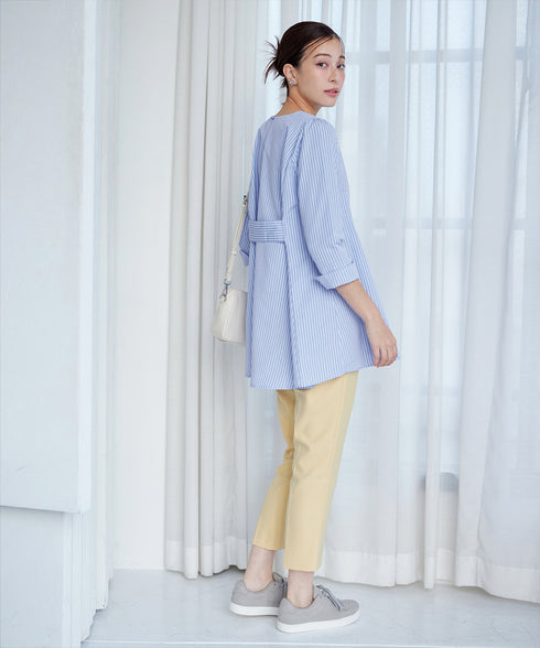 【小倉優子さん着用・選べる袖TYPE】バックフレアチュニックブラウス