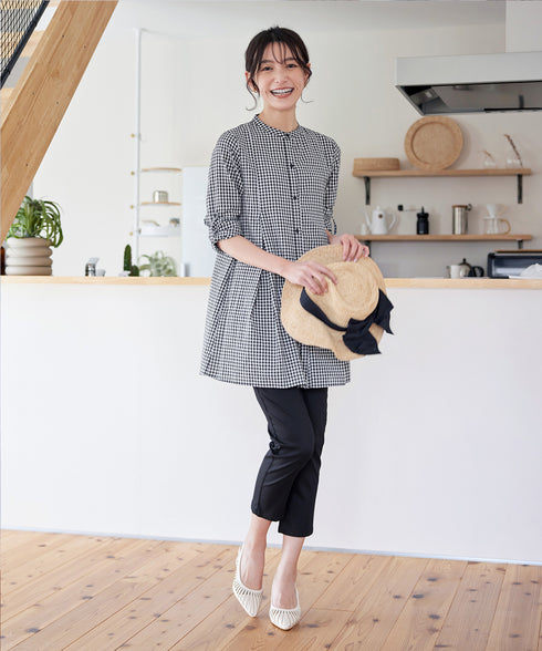 【新色追加】 バンドカラーシャツチュニックブラウス