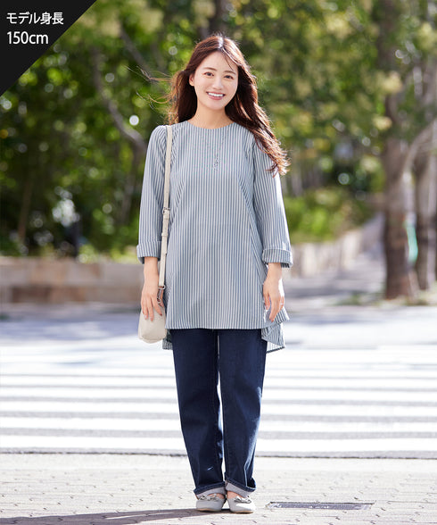 【おのののかさん着用/半袖&7分袖選べる袖丈】バックフレアチュニック