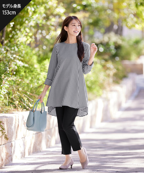 【おのののかさん着用/半袖&7分袖選べる袖丈】バックフレアチュニック