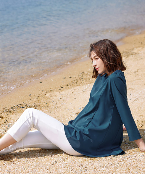 【小倉優子さん着用・選べる袖TYPE】バックフレアチュニックブラウス