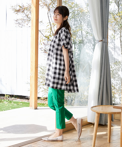 【小倉優子さん着用・選べる袖TYPE】バックフレアチュニックブラウス