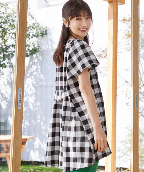 【小倉優子さん着用・選べる袖TYPE】バックフレアチュニックブラウス