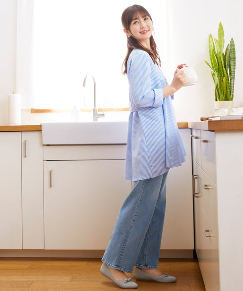 【小倉優子さん着用・選べる袖TYPE】バックフレアチュニックブラウス