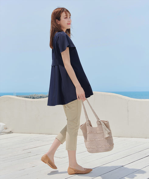 【小倉優子さん着用・選べる袖TYPE】バックフレアチュニックブラウス