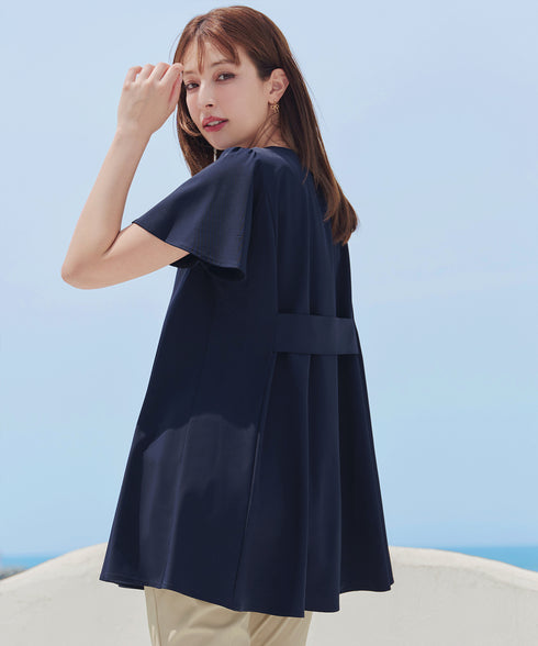 【小倉優子さん着用・選べる袖TYPE】バックフレアチュニックブラウス