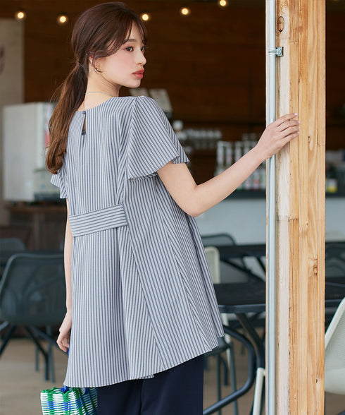 【おのののかさん着用/半袖&7分袖選べる袖丈】バックフレアチュニック