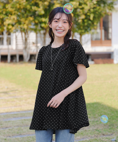 【小倉優子さん着用・選べる袖TYPE】バックフレアチュニックブラウス