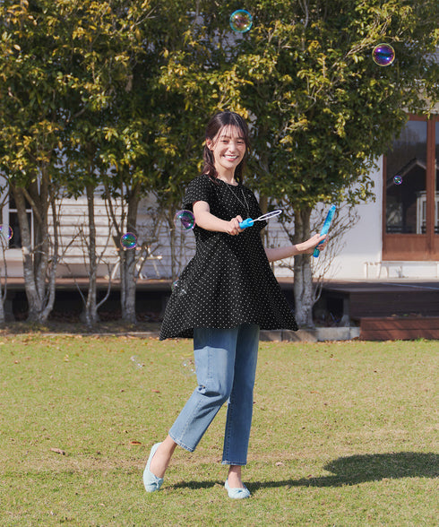 【小倉優子さん着用・選べる袖TYPE】バックフレアチュニックブラウス