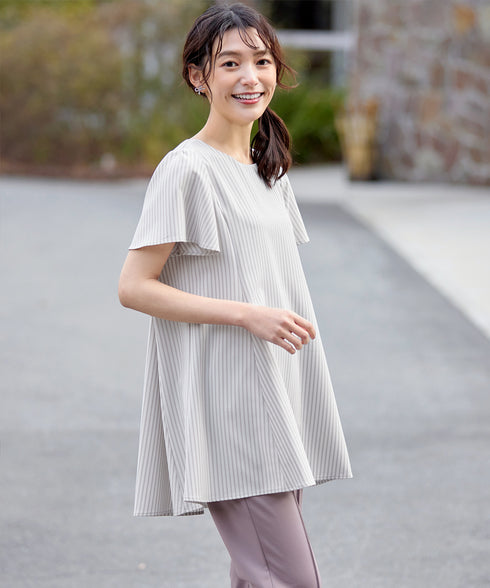 【小倉優子さん着用・選べる袖TYPE】バックフレアチュニックブラウス