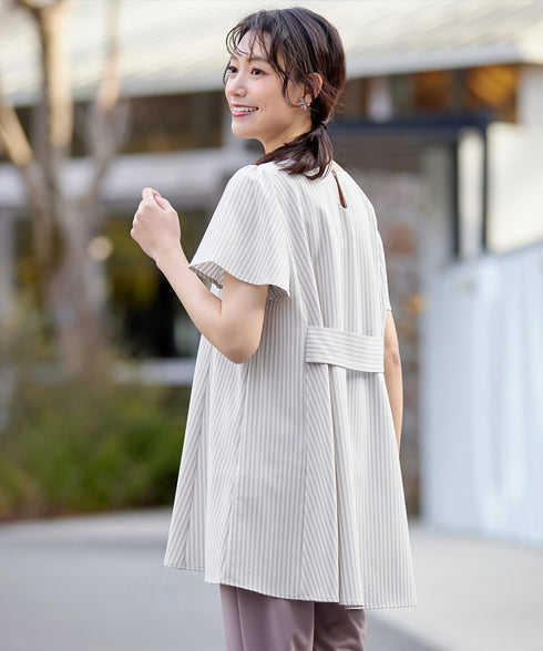 【小倉優子さん着用・選べる袖TYPE】バックフレアチュニックブラウス