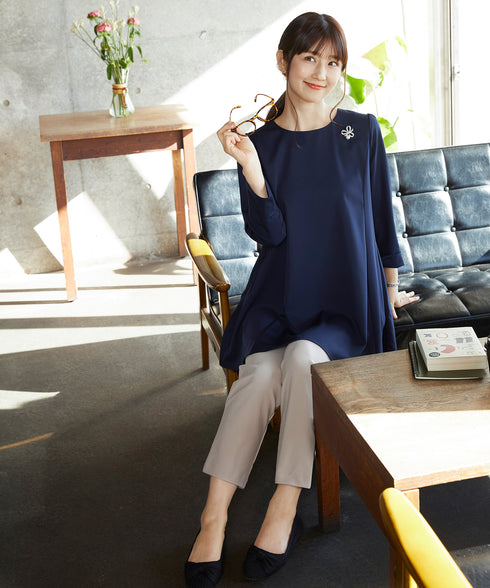 【小倉優子さん着用・選べる袖TYPE】バックフレアチュニックブラウス