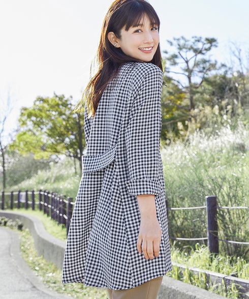 【小倉優子さん着用・選べる袖TYPE】バックフレアチュニックブラウス