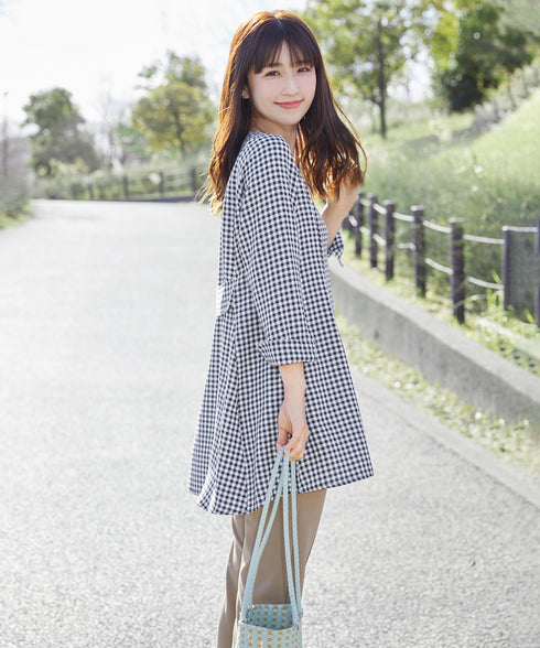 【小倉優子さん着用・選べる袖TYPE】バックフレアチュニックブラウス