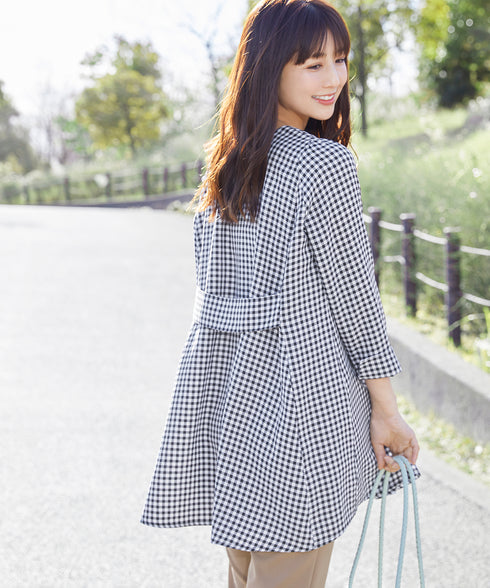 【小倉優子さん着用・選べる袖TYPE】バックフレアチュニックブラウス