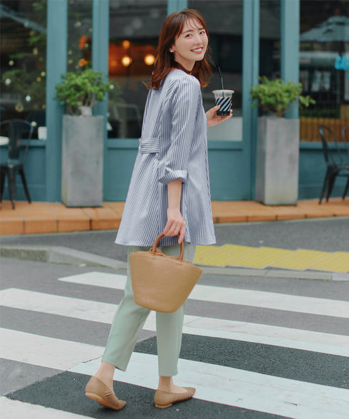 【おのののかさん着用/半袖&7分袖選べる袖丈】バックフレアチュニック