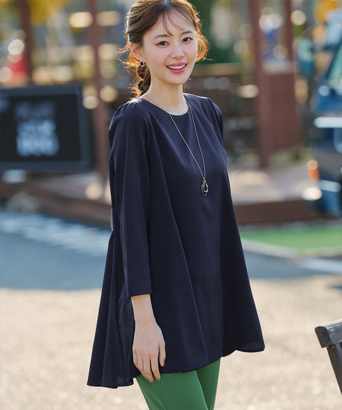 【おのののかさん着用/半袖&7分袖選べる袖丈】バックフレアチュニック