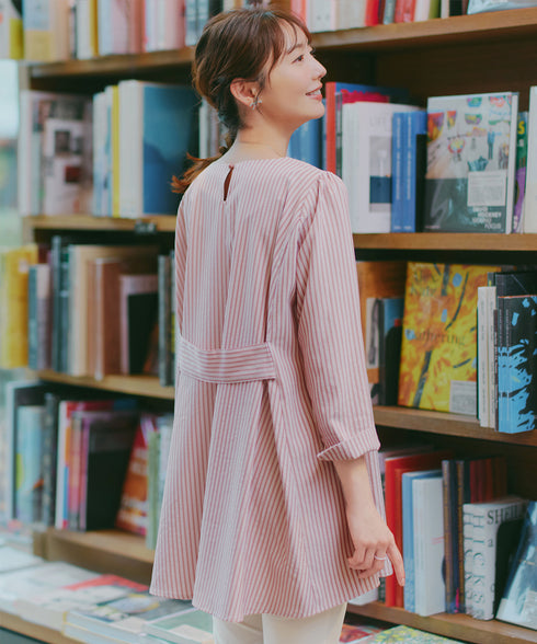 【おのののかさん着用/半袖&7分袖選べる袖丈】バックフレアチュニック