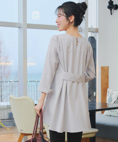 【おのののかさん着用/半袖&7分袖選べる袖丈】バックフレアチュニック