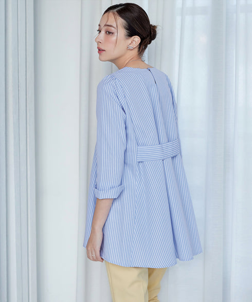 【おのののかさん着用/半袖&7分袖選べる袖丈】バックフレアチュニック