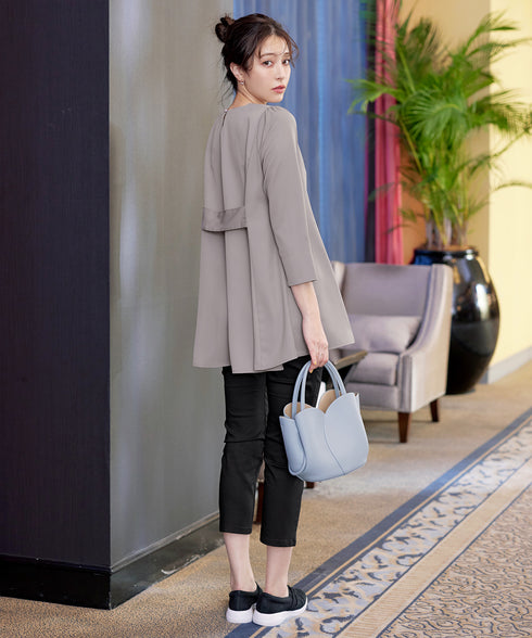 【おのののかさん着用/半袖&7分袖選べる袖丈】バックフレアチュニック