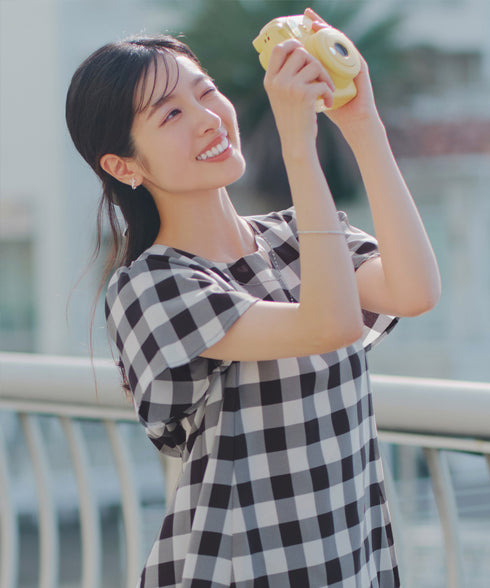 【おのののかさん着用/半袖&7分袖選べる袖丈】バックフレアチュニック