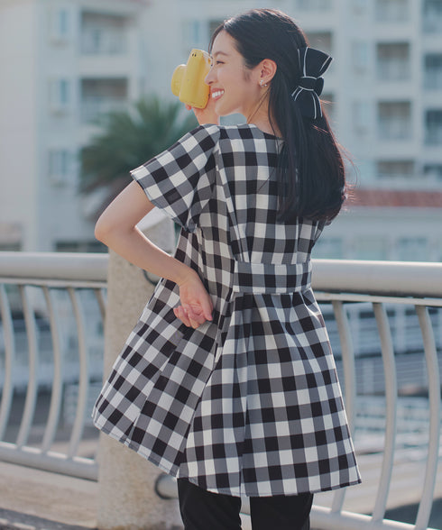 【おのののかさん着用/半袖&7分袖選べる袖丈】バックフレアチュニック